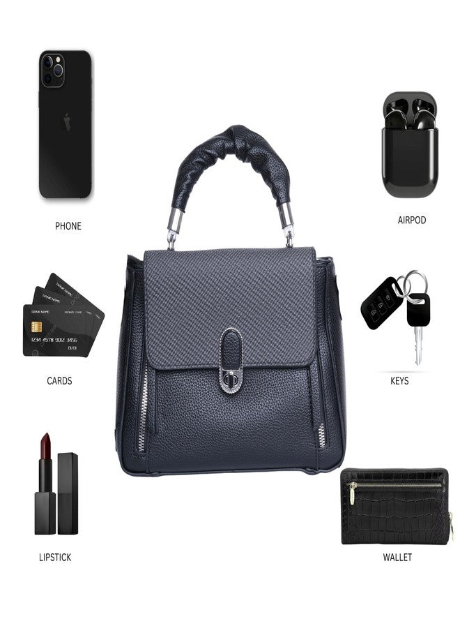 SANTORINI Amélie Womens satchel bag | Small Handbag with Detachable Sling, Top Handle & Spacious Compartment. (Black) - Image 5